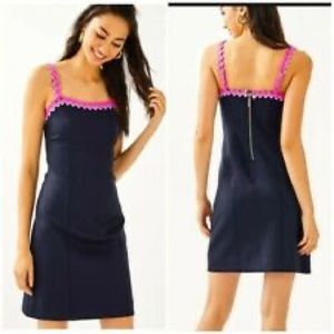 Lilly Pulitzer navy blue hot pink Shelbee dress